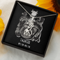 Taurus Zodiac 04.20 - 05.20 Graceful Love Giraffe Pendant Cable Chain Necklace with Luxury Mahogany Box w/LED
