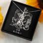 Leo Zodiac 07.23 - 08.22 Graceful Love Giraffe Pendant Cable Chain Necklace with Luxury Mahogany Box w/LED