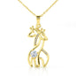 Libra Zodiac 09.23 - 10.22 Graceful Love Giraffe Pendant Cable Chain Necklace with Luxury Mahogany Box w/LED