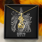 Scorpio Zodiac 10.23 - 11.22 Graceful Love Giraffe Pendant Cable Chain Necklace with Luxury Mahogany Box w/LED