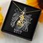 Scorpio Zodiac 10.23 - 11.22 Graceful Love Giraffe Pendant Cable Chain Necklace with Luxury Mahogany Box w/LED