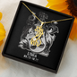 Libra Zodiac 09.23 - 10.22 Graceful Love Giraffe Pendant Cable Chain Necklace with Luxury Mahogany Box w/LED
