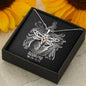 Scorpio Zodiac 10.23 - 11.21 Dragonfly Power and Wisdom Pendant Cable Chain Necklace with Luxury Mahogany Box w/LED