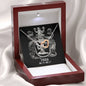 Virgo Zodiac 08.23 - 09.22 Interlocking Hearts Never Ending Love Pendant Cable Chain Necklace with Luxury Mahogany Box w/LED
