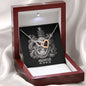 Aquarius Zodiac 01.20 - 02.18 Interlocking Double Heart Pendant Cable Chain Necklace with Luxury Mahogany Box w/LED