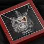 Aquarius Zodiac 01.20 - 02.18 Interlocking Double Heart Pendant Cable Chain Necklace with Luxury Mahogany Box w/LED
