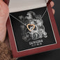 Capricorn Zodiac 12.22 - 01.19 Interlocking Double Hearts Cable Chain Necklace with Luxury Mahogany Box w/LED