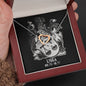 Libra Zodiac 09.23 - 10.22 Endless Love Interlocking Double Hearts Cable Chain Necklace with Luxury Mahogany Box w/LED