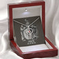 Pisces Zodiac 02.19 - 03.20 Love and Care Swarovski Crystal Heart Stethoscope Pendant Cable Chain Necklace with Luxury Mahogany Bow w/LED