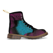 Load image into Gallery viewer, Women's Turquoise Raspberry Canvas Boots, Sizes 6.5-11, Stylish Unique Boots, Cool Alternative Styles, Edgy Rock Style, Fashionable Boots