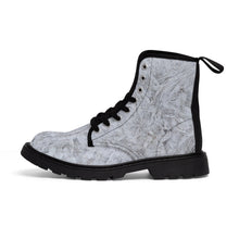 Load image into Gallery viewer, Women's White Ice Canvas Boots, Sizes 6.5-11, Stylish Unique Boots, Cool Alternative Styles, Edgy Rock Style, Fashionable Boots