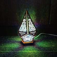 Load image into Gallery viewer, Boho Chic Aurora Color Light Stained Glass Wood Lamp