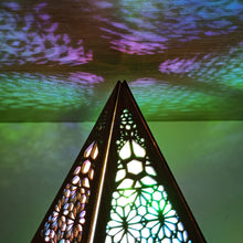 Load image into Gallery viewer, Boho Chic Aurora Color Light Stained Glass Wood Lamp