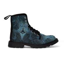 Load image into Gallery viewer, Women's Emerald Green Snakeskin Canvas Boots, Sizes 6.5-11, Boho Chic, Combat Boots, Bohemian Boots, Ankle Boots, Casual Boots, Custom Boots