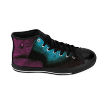 Load image into Gallery viewer, Women's Turquoise Raspberry High-top Sneakers, Sizes 6-12, Stylish Unique Shoes, Cool Alternative Styles, Edgy Rock Style Shoes, Fashionable Sneakers