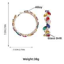 Load image into Gallery viewer, Diamond Glass Encrusted Geometric Ring Earings 2.79" Hoop Earings
