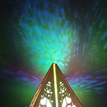 Load image into Gallery viewer, Boho Chic Aurora Color Light Stained Glass Wood Lamp