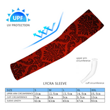 Load image into Gallery viewer, Dark Red Damask UV Protection Ice Arm Sleeves