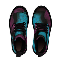 Load image into Gallery viewer, Women's Turquoise Raspberry Canvas Boots, Sizes 6.5-11, Stylish Unique Boots, Cool Alternative Styles, Edgy Rock Style, Fashionable Boots