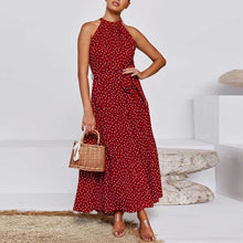 Load image into Gallery viewer, High Waist Halter Neck Sleeveless Long Dress