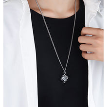 Load image into Gallery viewer, Tree of Life Cube Pendant with Luminous Fluorite Stone and Choice of Chain Length