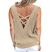 Load image into Gallery viewer, Reversable Waffle Knit Criss Cross Sleeveless Top