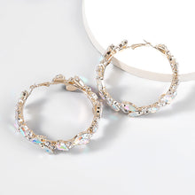 Load image into Gallery viewer, Diamond Glass Encrusted Geometric Ring Earings 2.79" Hoop Earings