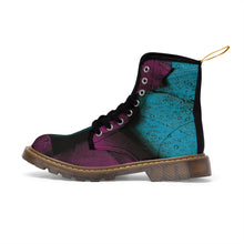 Load image into Gallery viewer, Women's Turquoise Raspberry Canvas Boots, Sizes 6.5-11, Stylish Unique Boots, Cool Alternative Styles, Edgy Rock Style, Fashionable Boots