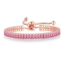 Load image into Gallery viewer, Rose Gold Zircon Stones 4.5"-5.3" Adjustable Bracelet