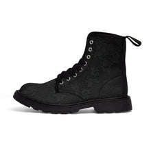 Load image into Gallery viewer, Women's Black Beauty Canvas Boots, Sizes 6.5-11, Stylish Unique Boots, Cool Alternative Styles, Edgy Rock Style, Fashionable Boots