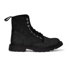 Load image into Gallery viewer, Women's Black Beauty Canvas Boots, Sizes 6.5-11, Stylish Unique Boots, Cool Alternative Styles, Edgy Rock Style, Fashionable Boots