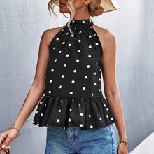 Load image into Gallery viewer, Polka Dot Sleeveless Halter Shirt Blouse