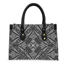 Load image into Gallery viewer, Women's Vegan Leather Black Lace Designed Handbag Custom Bag