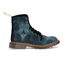 Load image into Gallery viewer, Women's Emerald Green Snakeskin Canvas Boots, Sizes 6.5-11, Boho Chic, Combat Boots, Bohemian Boots, Ankle Boots, Casual Boots, Custom Boots