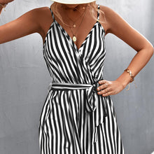 Load image into Gallery viewer, V Neck Striped Romper Jumpsuit