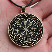 Load image into Gallery viewer, Nordic Symbol Viking Rune Circle Amulet Pendant Necklace
