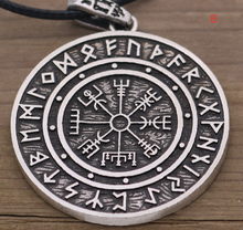 Load image into Gallery viewer, Nordic Symbol Viking Rune Circle Amulet Pendant Necklace
