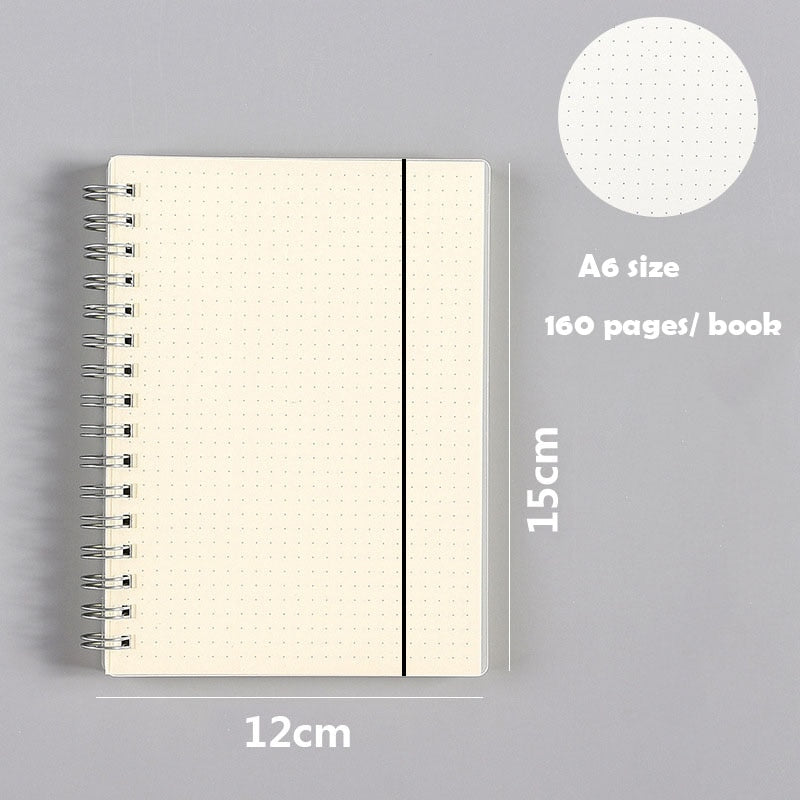 Kraft Paper A5 A6 A7 and B5 Spiral Notebook PP Hardcover Office Supplies Drawing Sketch Notebooks Blank Dotted Lined Grid Page Planner Diary Notepad