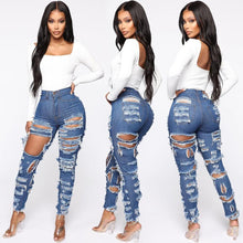 Load image into Gallery viewer, New Fashion Woman Ripped Jeans High Waist Stretch Denim Pencil Pants Street Trendy Slim Jeans XS-XL
