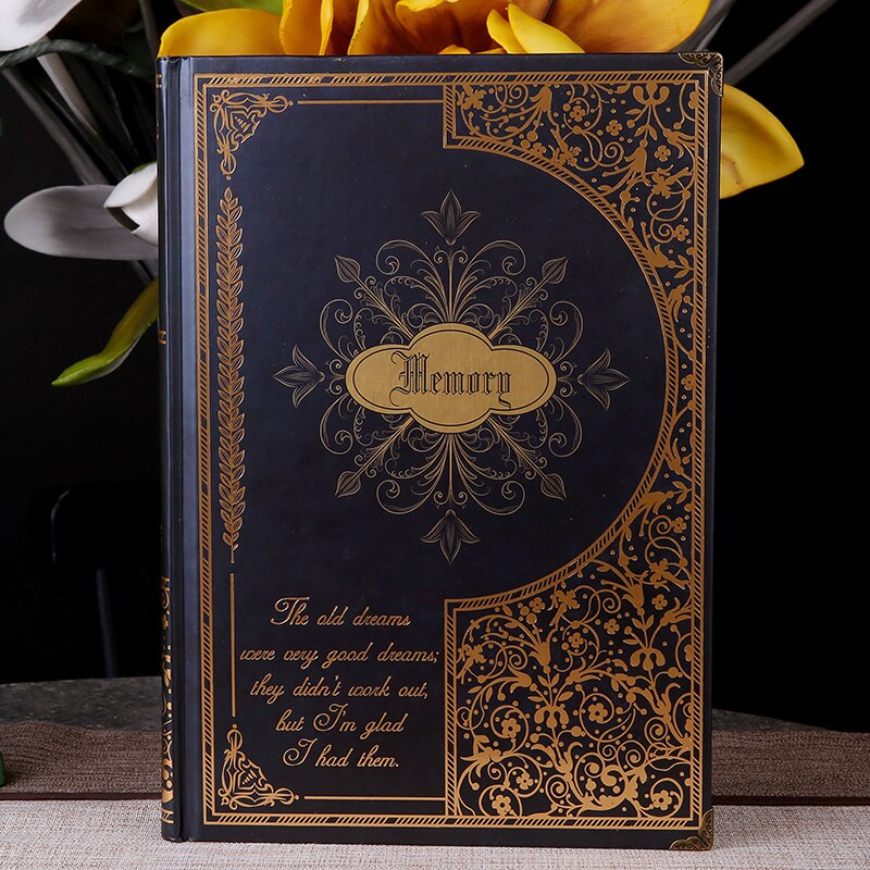 Retro Gold Embossed Memory Hardcover Notebook A5 or B5 Diary Office Notebook 1PCS
