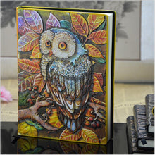 Load image into Gallery viewer, 1PCS Vintage Thick Handmade Leather Carving Owl Notebook Journal Cute Sketchbook Paper Weekly Planner Accessories 01663
