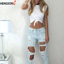 Load image into Gallery viewer, Summer Essential T- Shirt Style Knotted Tie Front Light Weight Crop Tops O Neck Short Sleeve Beige/White Black Gray
