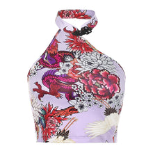 Load image into Gallery viewer, Women Halter Tank Top Dragon Print Irregular Cheongsam Style Sexy Summer Crop Top
