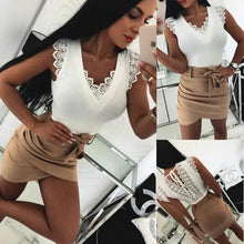 Load image into Gallery viewer, Ladies Elegant Summer Sexy Lace Up Back Hollow Out Camisole Sleeveless White Black Elegant Ladies Tank Top
