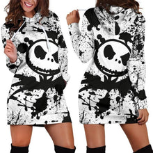 Load image into Gallery viewer, Jack Skellington Hoodie Dress Light Weight Sweater Dress Corpse Bride Dress with Hood 12 Design and Color Options
