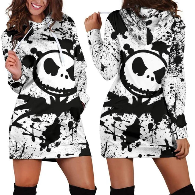 Jack Skellington Hoodie Dress Light Weight Sweater Dress Corpse Bride Dress with Hood 12 Design and Color Options