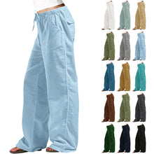 Load image into Gallery viewer, Unparalleled Comfort Linen Elastic Waist Draw String Relaxed Fit Straight-leg Pants Trousers Front and Back Pockets 12 Colors Sizes S-5XL
