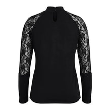 Load image into Gallery viewer, Hot Drill Print Bedazzled Black Solid Lace Sleeves Sexy Women Y2k Gothic Long Sleeve Tops Zodiac Signs Skulls
