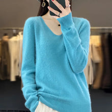 Load image into Gallery viewer, 100% Pure Cashmere Wool Sweater Women V-neck Pullover Autumn Winter Casual Elegant Knit Tops Solid Colors
