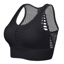 Load image into Gallery viewer, Women Unique Design Mesh Cut Out Back Breathable Sports Bras Push Up Top Underwear Sportswear Black White Red Blue
